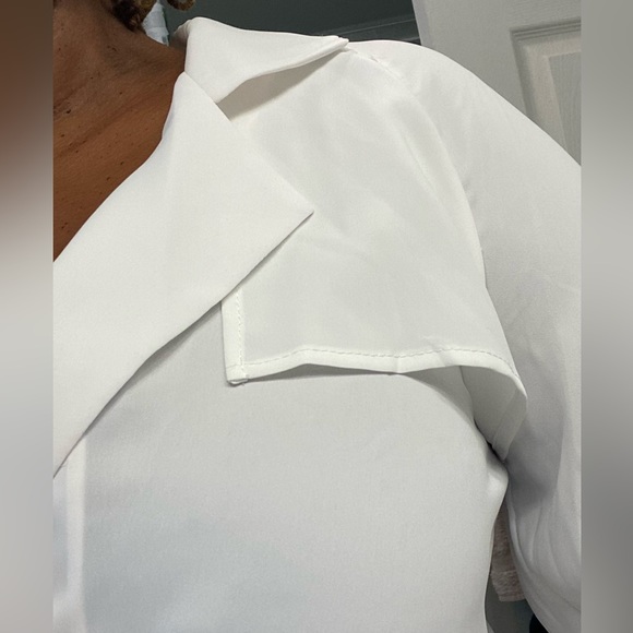 Brand New PEARL byLela Rose double breast Trench style blouse white & navy blue - Picture 3 of 8